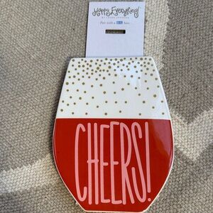 Happy Everything Cheers Ceramic Wine Glass large attachment. EUC